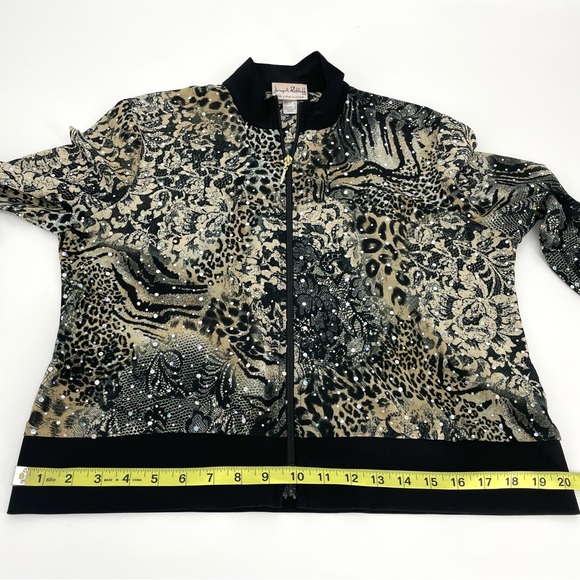 Joseph Ribkoff Animal Sequened Jacket Sheer Long Sleeve Stretch Embellished Top - Picture 10 of 16